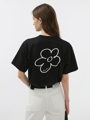 UNISEX DRAWING BLOOM LOGO T-SHIRT BLACK_UDTS5B130BK
