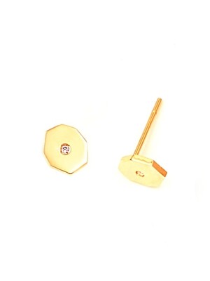 Small Heptagon Diamond Earrings (14k Gold)