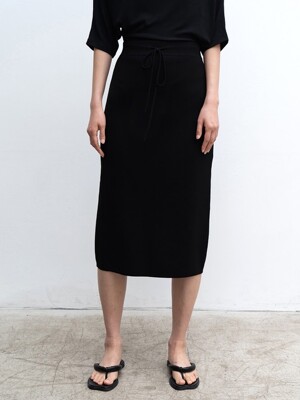 DRAW STRING KNIT SKIRT (BLACK)