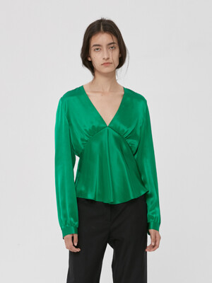 SILK V-NECK BLOUSE (JTJT105)