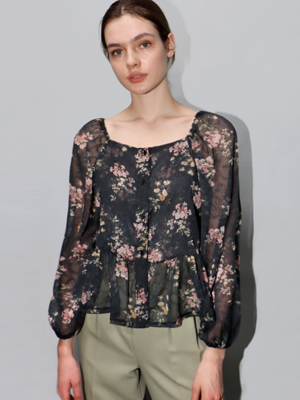 블랙 플라워 오프숄더_Black Flower Off Shoulder