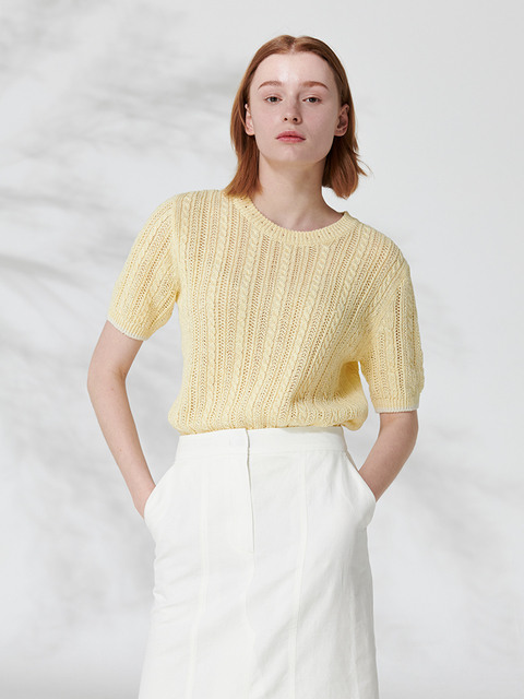 티셔츠,니트 - 옵세스 (Obsess) - Linnen knit top (light lemon)