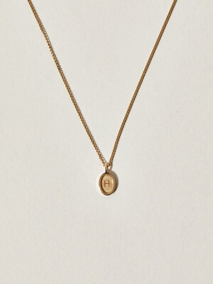 14k bean initial necklace