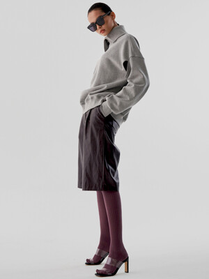 에코 레더 버뮤다 팬츠_브라운  ECO LEATHER BERMUDA PANTS_BROWN