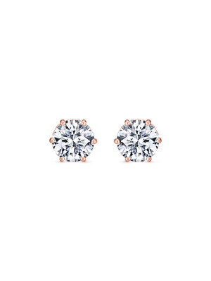 solitaire round heart earring(rose gold)