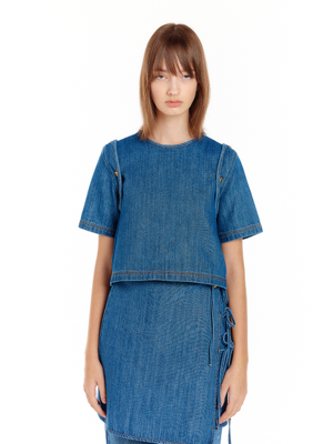 UPLAUD Transformative Denim Top - Denim Blue