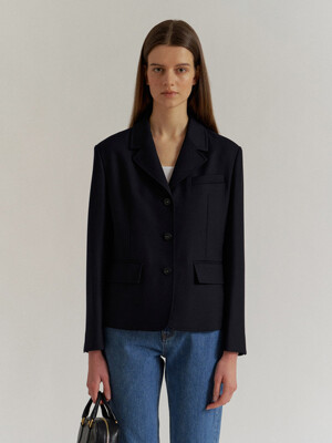 Gaia Wool Jacket in Dark Navy