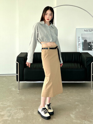 로우라이즈 H라인 스커트 베이지