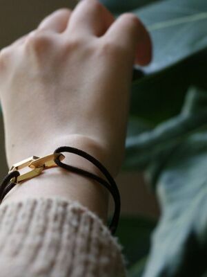 Gold Commitment Brown Cord Bracelet