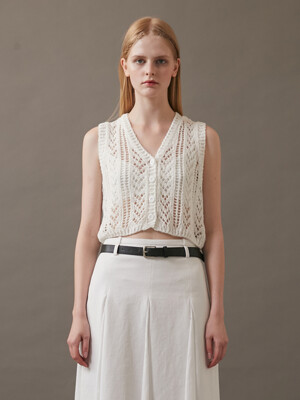 22SS_OEF Summer Knit Vest (White)