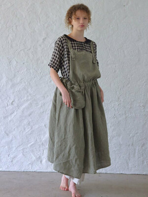 Natural dyed apron long dress