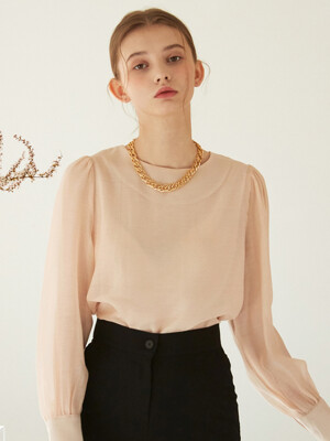 J710 see-through round blouse (2COLORS)