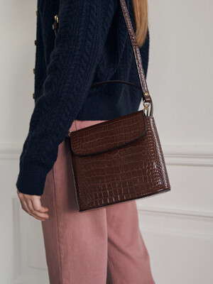 Glossy mini tote bag - brown