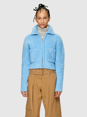 YARN FUR CARDIGAN - BLUE
