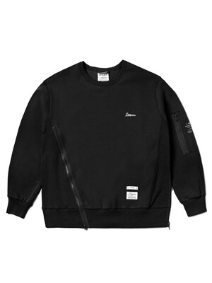 22 UNBALANCE OVERSIZED HEAVY SWEAT CREWNECK BLACK