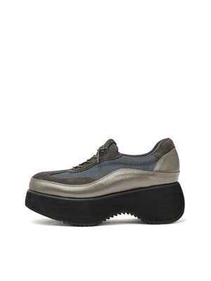 SUEDE MESH PLATFORM SNEAKERS, CHARCOAL
