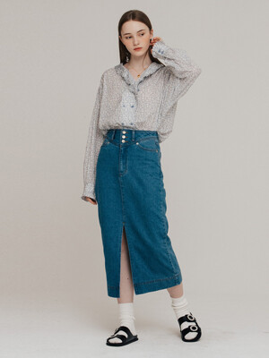 Front Slit 3-Button Denim Skirt VC2312SK003M