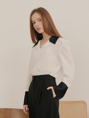NOTCHED COLLAR BLOUSE / WHITE