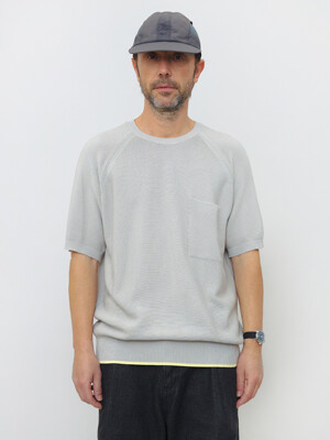 [Men] High Guage Pocket Knit Top (Light Grey)