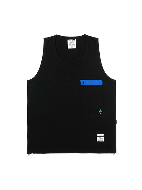 티셔츠 - 스티그마 (STIGMA) - 23 ZIPPER OVERSIZED SLEEVELESS BLACK