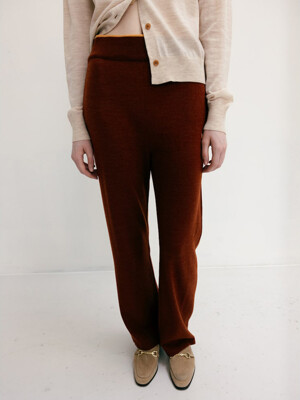 Wool Blended Long Knit Pants  Brick Brown (WE385UC16C)