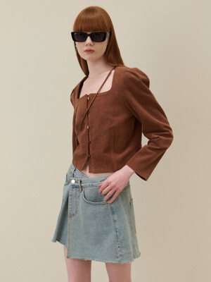 23 Fall_ Brown Corduroy Bustier Blouse