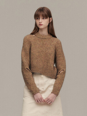 UNBALANCE SLIT PULLOVER (earth brown)