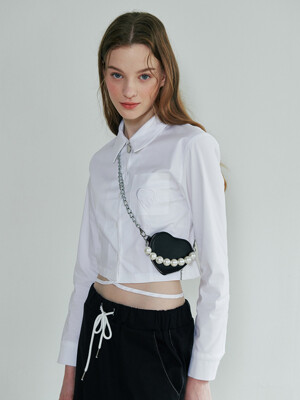 Ribbon Crop Shirt - WHITE