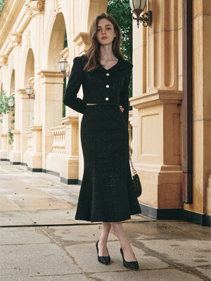 [단독] Kylie Tweed Skirt (Black)