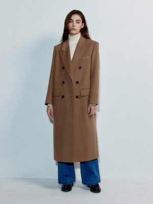 Wool classic long coat Camel