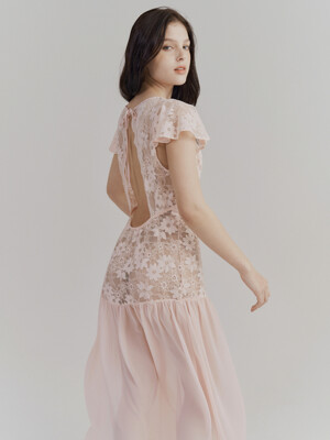 Evening Chiffon Dress_Primrose Pink