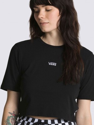 [반스 공식] 플라잉 V 크롭 크루 스포츠 반팔 티셔츠 / VN0A54QUBLK1