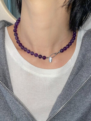 Purple gemstone surgical necklace