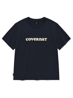 우먼 레귤러핏 쿠퍼 로고 티셔츠 네이비