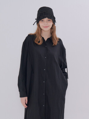 MET ribbon shirt dress black