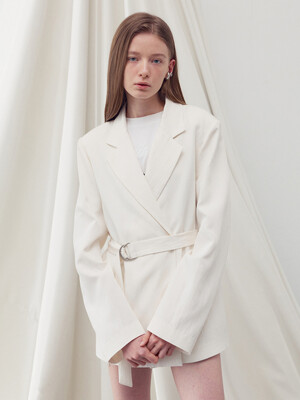 D-RING BELTED JACKET IVORY