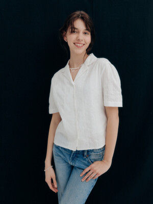 COTTON STRING SHORT SLEEVE SHIRTS - WHITE