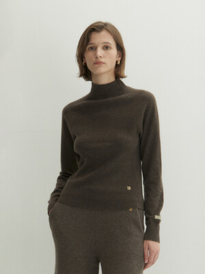 Cashmere 100% Nora Ribbed Pullover (Umber Brown)