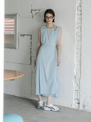 Strap Point Layered Dress_light blue