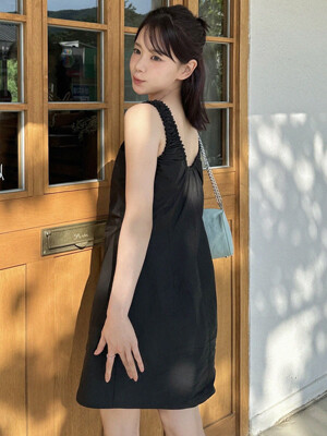 shirring midi ops (black)