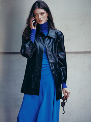 Synthetic Leather Trench Half Coat