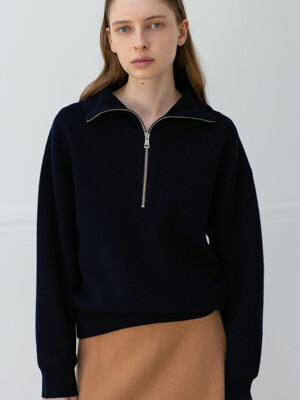 [Spirit] Wool Wing Collar Pullover  Navy (WE4951C26R)