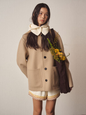 W Cashmere Blend Handmade Patchpoket Jacket_Beige