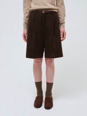 wool half pants - brown