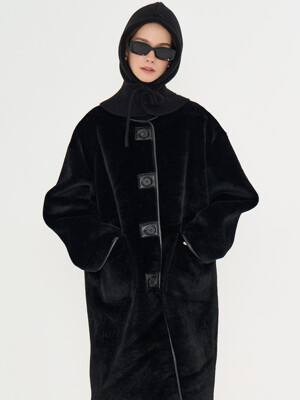 MET shearling fur long mustang black