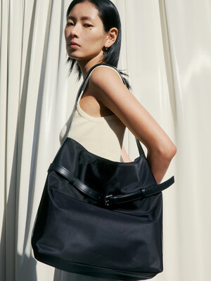 Nylon Belted Big Hobo Bag  Black (KE51D3M035)