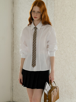 Feminine volume sleeve cotton shirt_Ivory