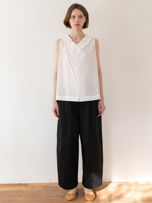 Wide banded pants _ Black