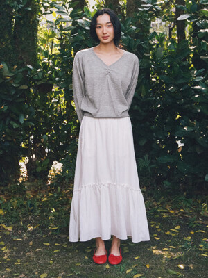 RYLE SHIRRING SKIRT_WHITE