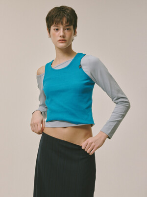 [노아 PICK!]Sleeveless Knit Top Blue